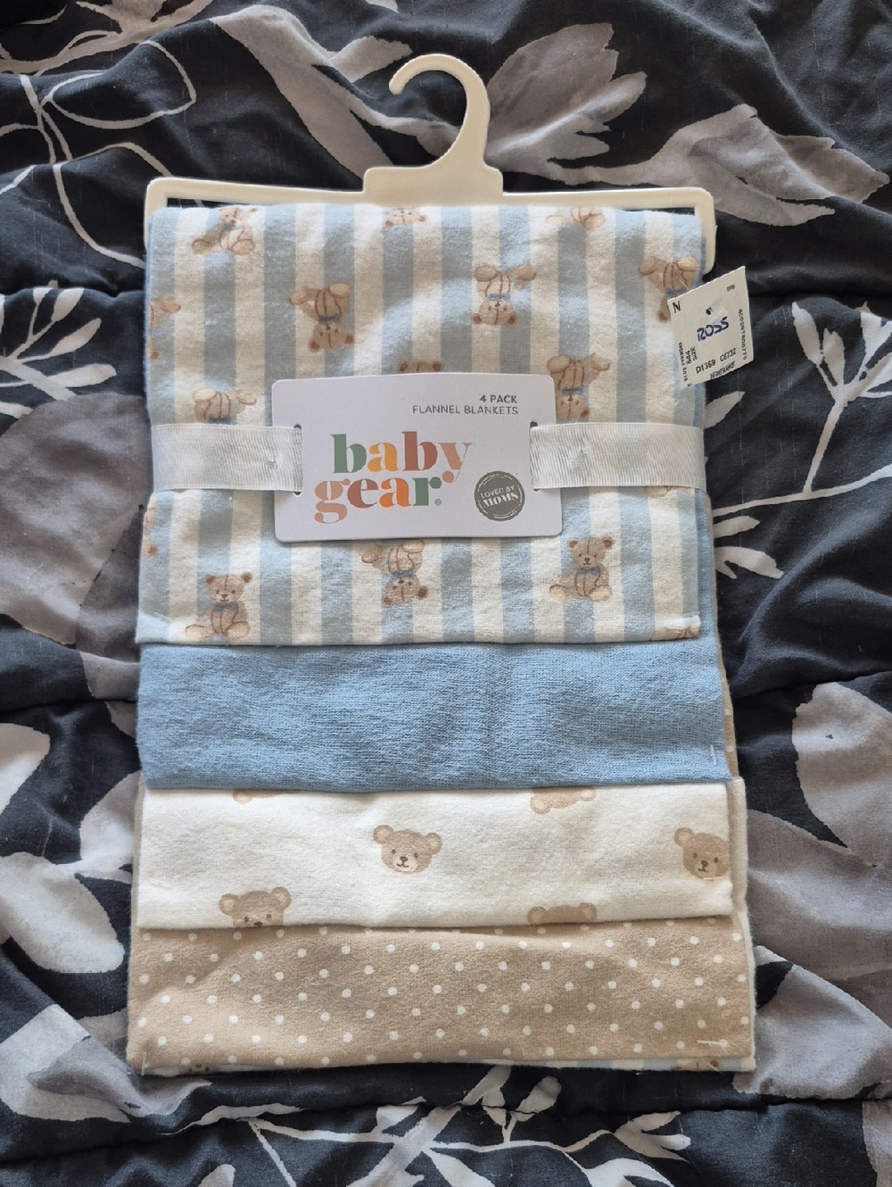 Baby Gear Blue, Cream & Tan 4-Pack Flannel Baby Blankets